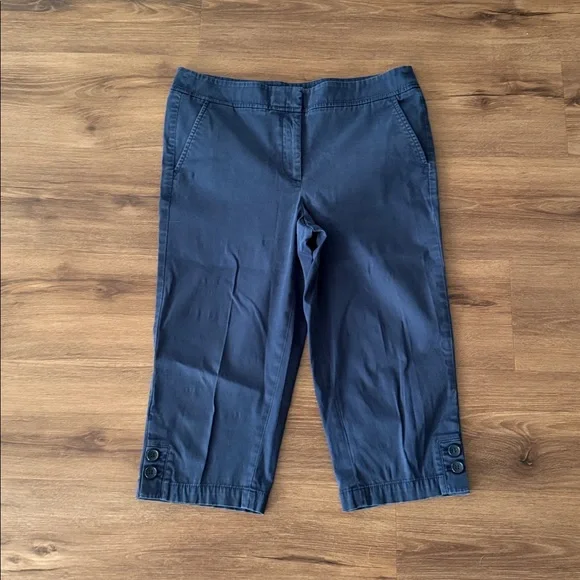 Talbots Navy Pedal Pusher Pants with Bottom Detail. Size 8 - Picture 3 of 5